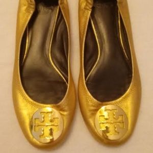 Gold Tory Burch Reva Flats